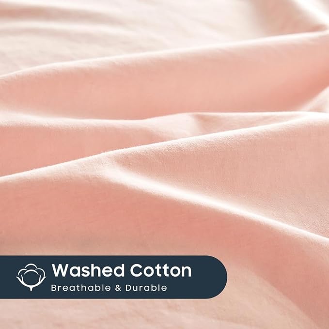 Wake In Cloud - Cotton Duvet Cover Set, Twin Size, 100% Washed Cotton, Linen - Image 6