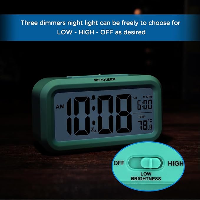 Peakeep Night Light Digital Alarm Clock Battery Operated - Image 6