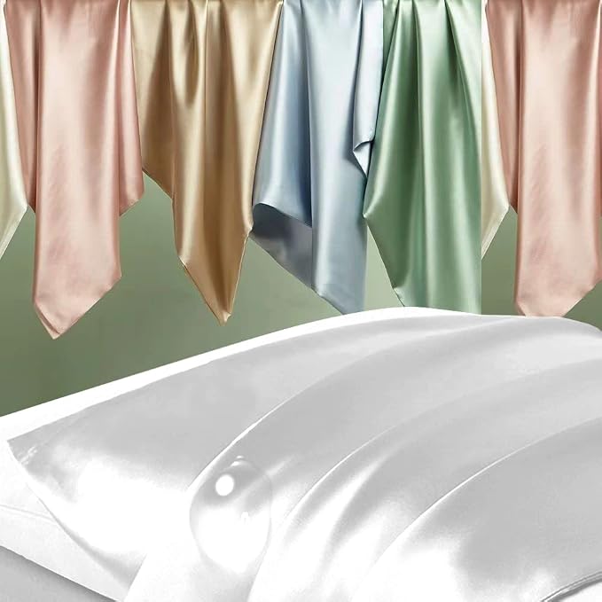 Silk Pillowcase 2 Pack, Natural Mulberry Silk Pillow Cases, Anti Acne Silk - Image 2