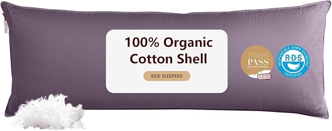 Goose Down Body Pillows for Adults, Large Body Pillow for Side Sleeper by Bildenly