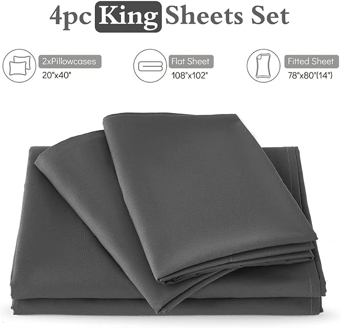 ILAVANDE King Size Sheets Set 4 Piece, Hotel Luxury Super Soft 1800 Series - Image 7