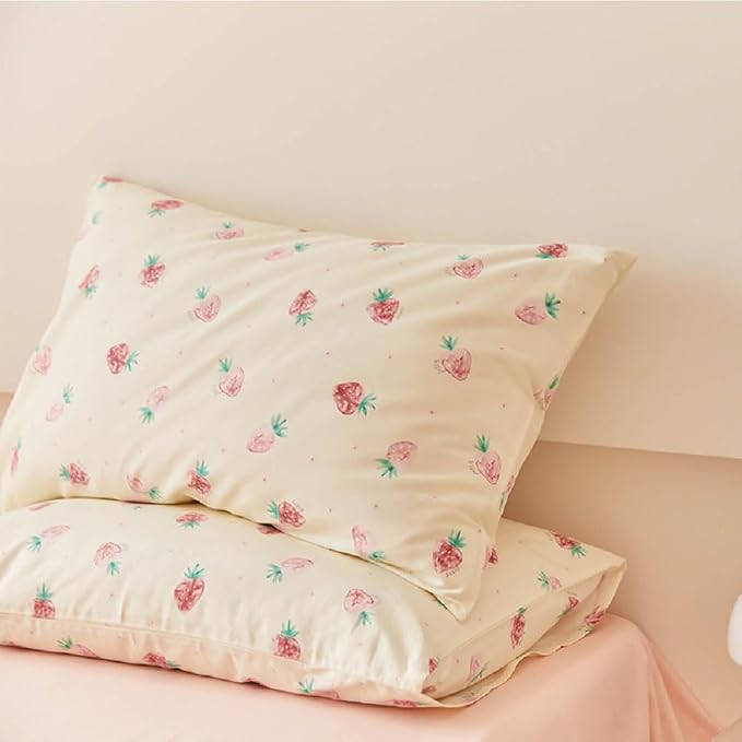 Nayoroom Strawberry Duvet Cover Set King Size Girls Cute Pink Strawberries - Image 6