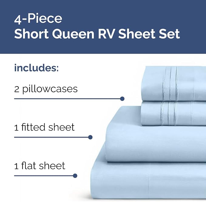 Short Queen Size 4 Piece Sheet Set - Image 2