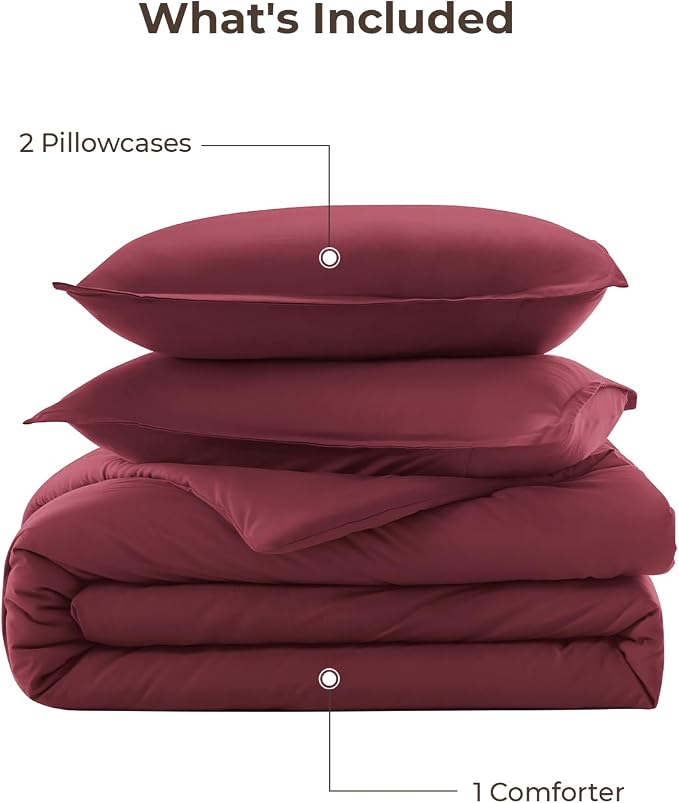 Litanika Comforters Twin XL Size Burgundy, 2 Pieces Lightweight Solid Bedding - Image 7