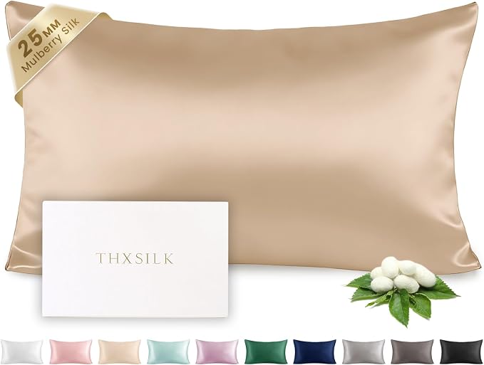 THXSILK 100% Silk Pillowcase for Hair and Skin Luxury 25 Momme Mulberry Silk by THXSILK