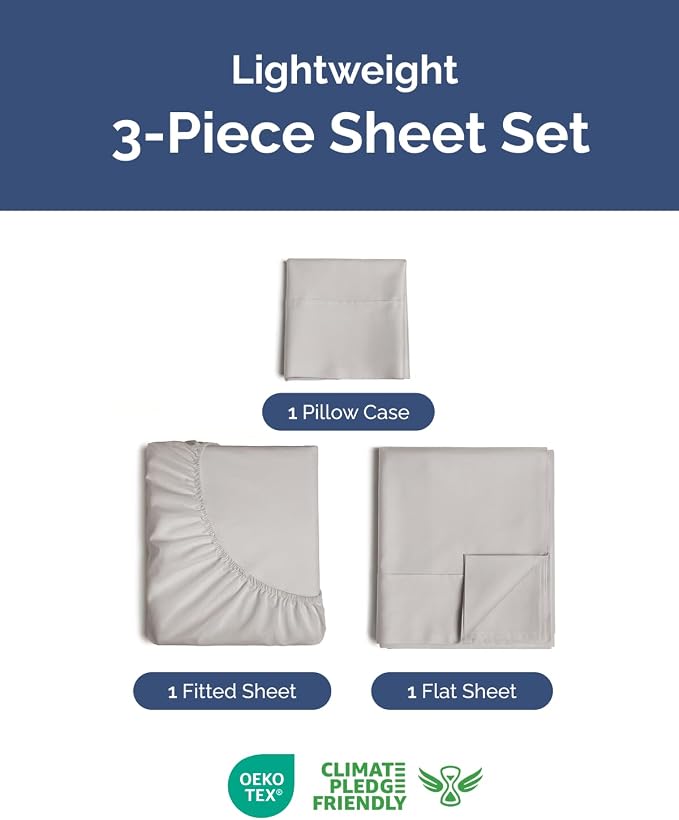 Lightweight 3 Piece Bed Sheet Set Twin Size - Image 2