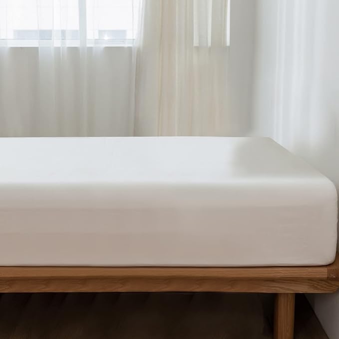 MooMee Fitted Bottom Sheet Only 100% Washed Cotton Linen Like Textured - Image 2