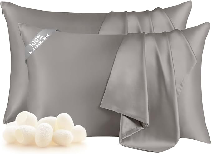 THXSILK Set of 2 100% Mulberry Silk Pillowcases by THXSILK