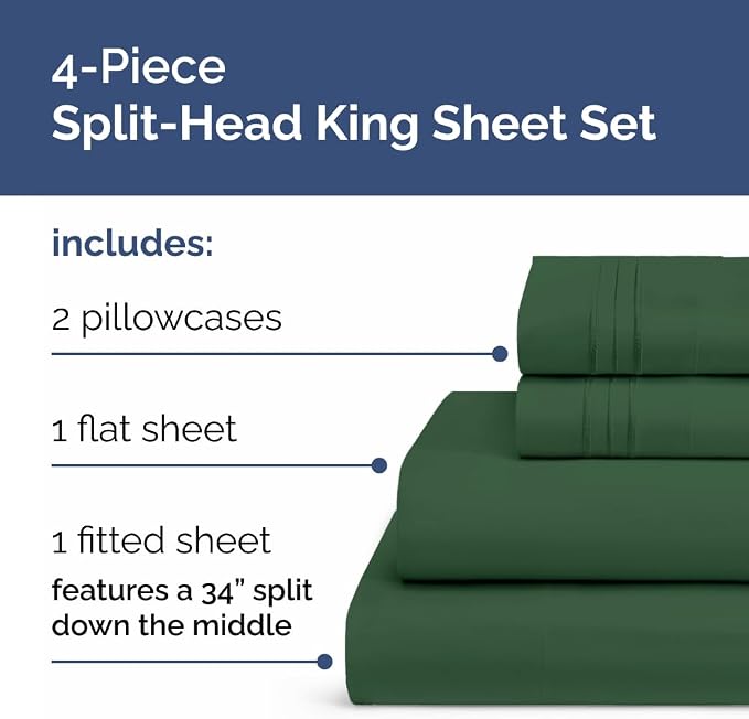 Flex Top Split Head King 4 Piece Sheet Set - Image 2
