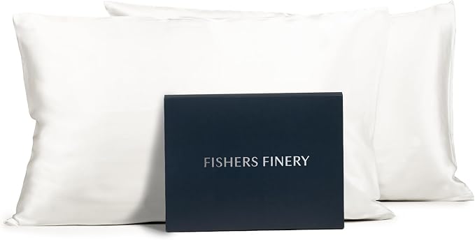 Fishers Finery 25mm 100% Pure Mulberry Silk Pillowcase Set by FishersFinery