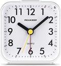 Peakeep Small Battery Operated Analog Travel Alarm Clock Silent No Ticking by PEAKEEP