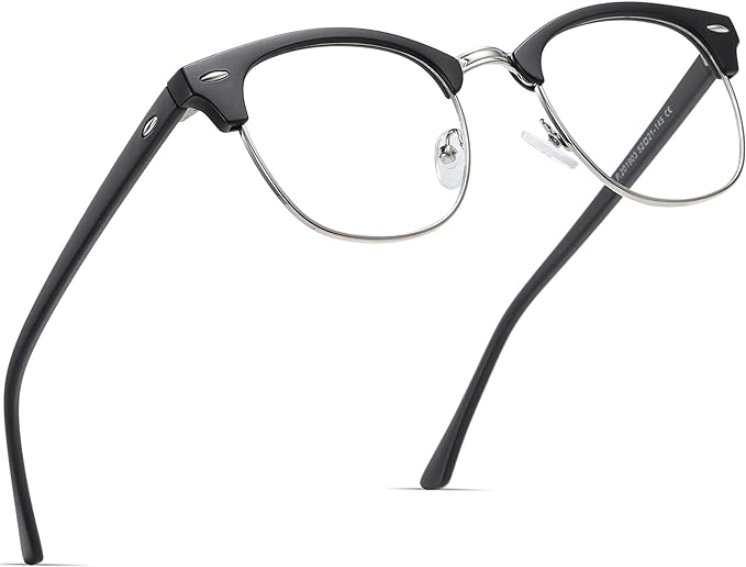Blue Light Blocking Glasses Vintage Half Frame UV Clear Lens Anti Eyestrain by AOMASTE