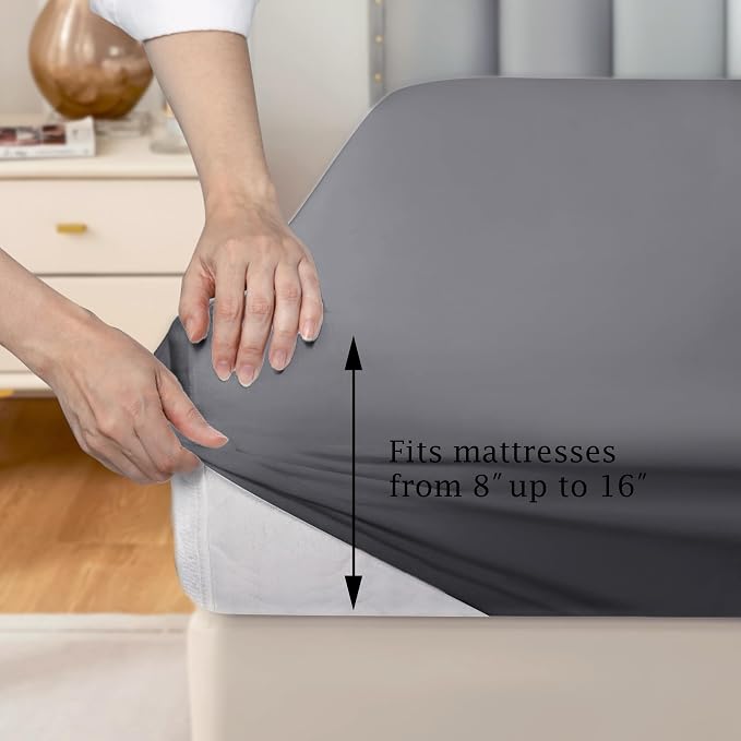 FreshCulture Pure Cotton Fitted Sheets Twin Size, 300 Thread Count Percale - Image 5