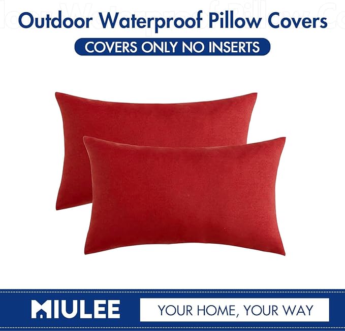 MIULEE Pack of 2 Decorative Outdoor Solid Waterproof Throw Pillow Covers Faux - Image 6