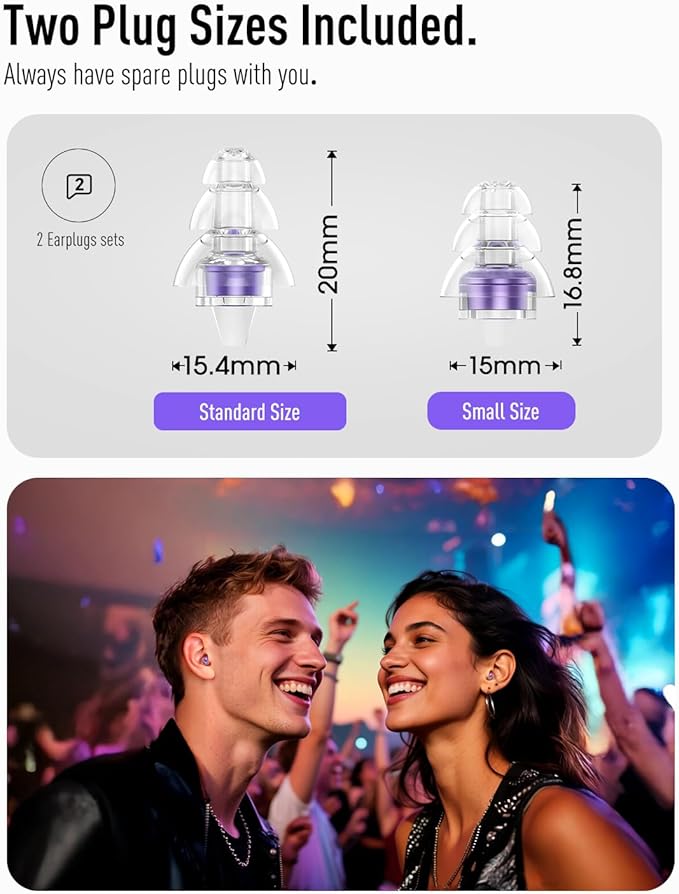 Hearprotek Concert Ear Plugs, 2Pairs Reusable high Fidelity Musician Ear Plugs - Image 6