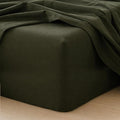 MooMee Fitted Bottom Sheet Only 100% Washed Cotton Linen Like Textured by MOOMEE