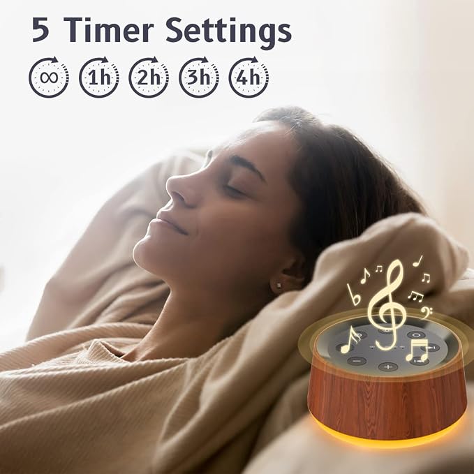 Brown Noise Sound Machine with 30 Soothing Sounds 12 Colors Night Light White - Image 6