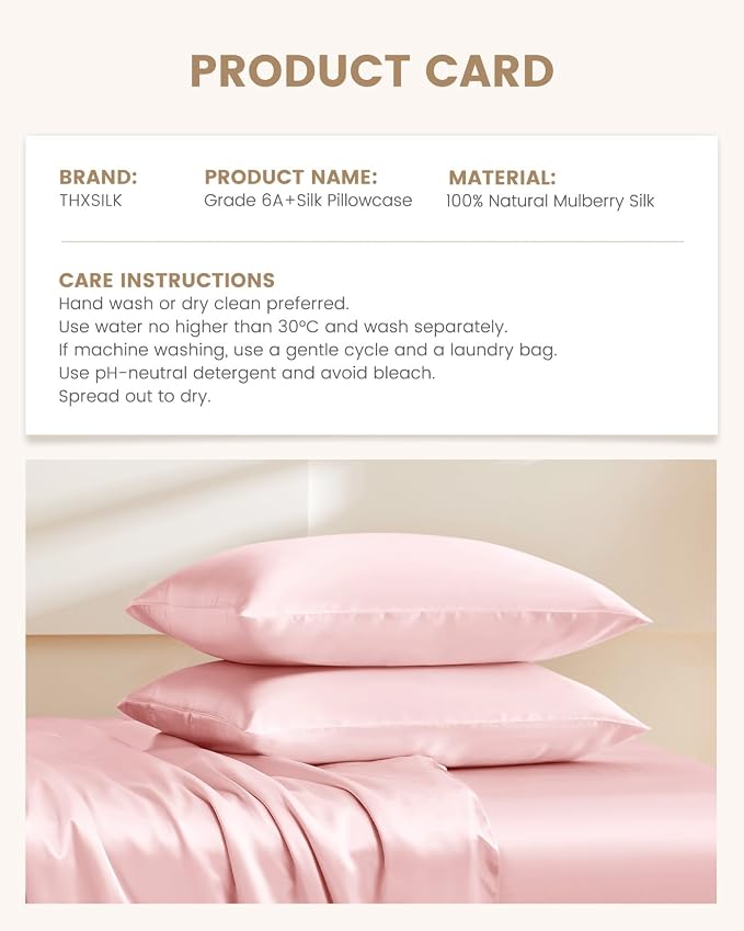 THXSILK Set of 2 100% Mulberry Silk Pillowcase - Image 8