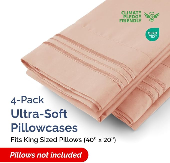 CGK Unlimited King Size Microfiber Pillowcase Set, 4 Pieces - Image 2