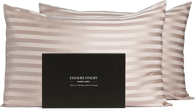 Fishers Finery 30mm 100% Pure Mulberry Silk Pillowcase Set, Quality Tested by FishersFinery