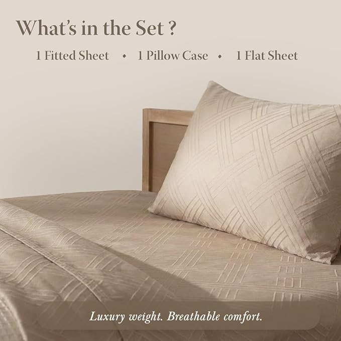 Threadmill Twin Sheets for Twin Mattress | 800 Thread Count Jacquard Celine - Image 4