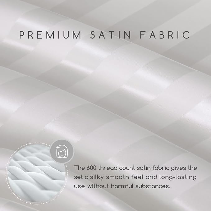 MR&HM Satin Bed Sheets, Full Size Sheets Set - Image 3