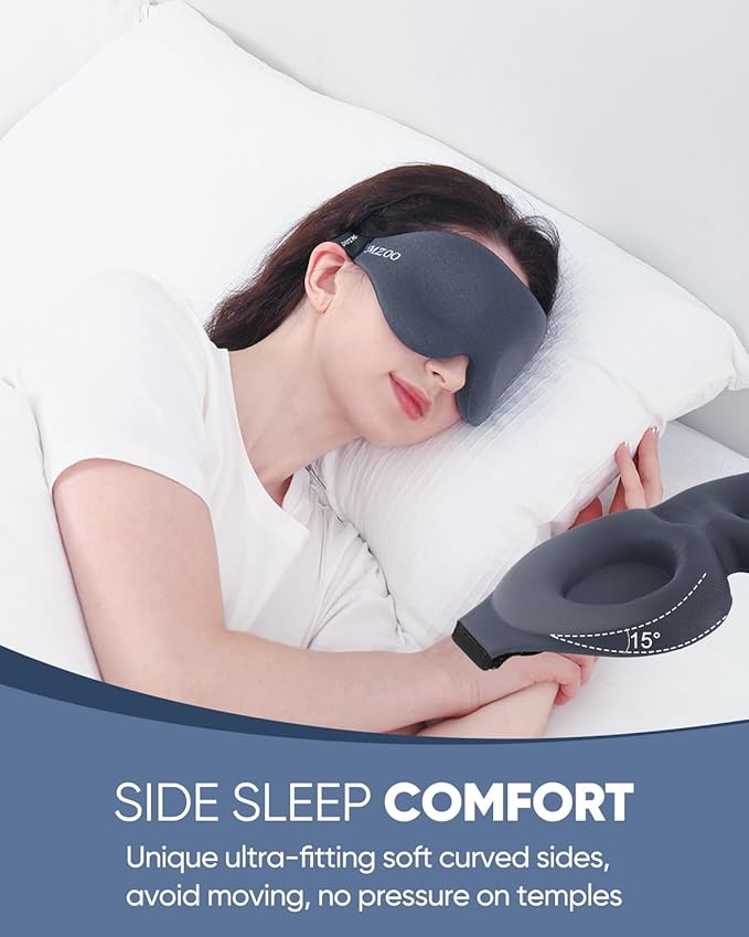 MZOO Luxury Sleep Eye Mask for Side Sleeper Men Women, Zero Eye Pressure 3D - Image 3