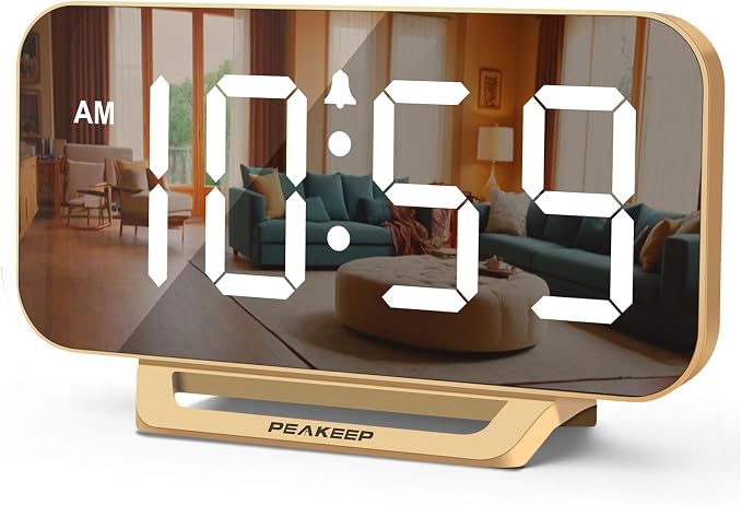 Peakeep Slim Digital Mirror Aesthetic Alarm Clock by PEAKEEP