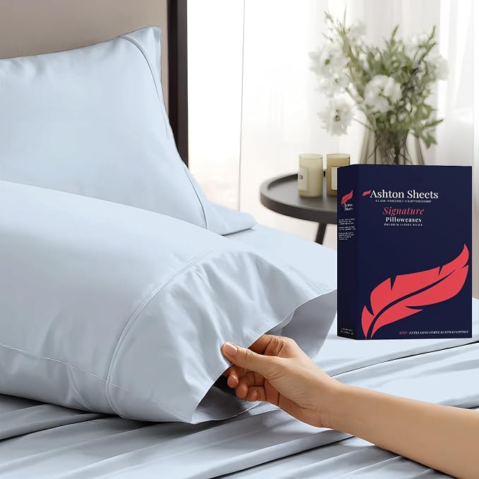 100% Egyptian Cotton Pillow Cases King Size Set of 2 by AshtonSheets