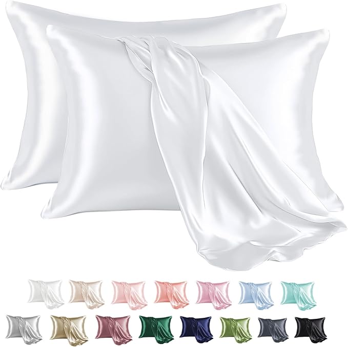 MR&HM Satin Pillowcase for Hair and Skin, Silk Satin Pillowcase 2 Pack by MRHM