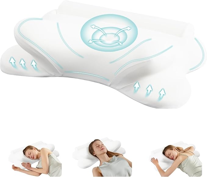 DUMOS Cervical Neck Pillow for Sleeping, Cooling Ergonomic Memory Foam Pillow by DumosLifestyle