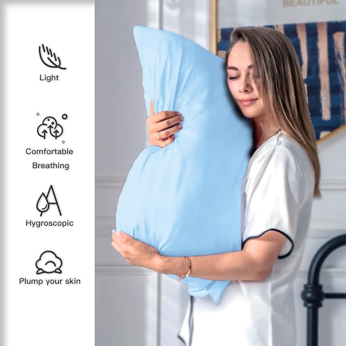 Silk Pillow Cases 2 Pack, Soft Breathable and Sliky Standard Size Pillow Cases - Image 3