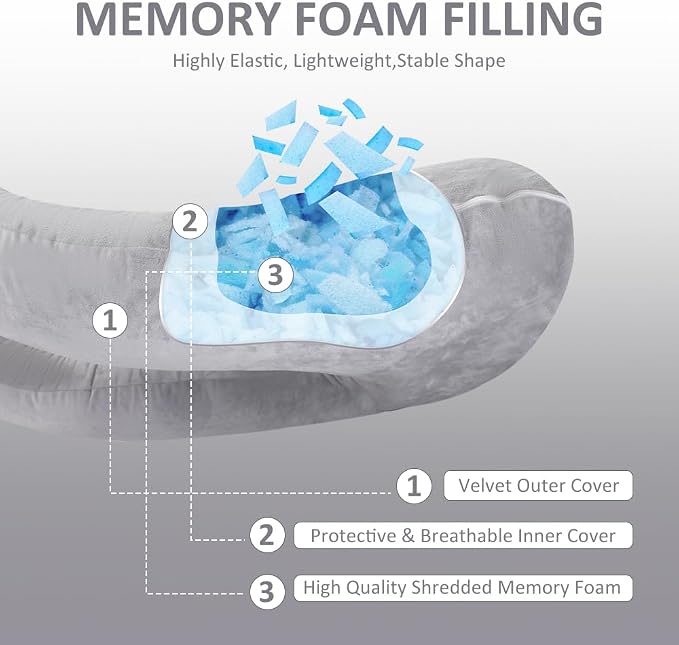 Chilling Home Memory Foam Pregnancy Pillow, J Shape Pregnancy Pillows - Image 3