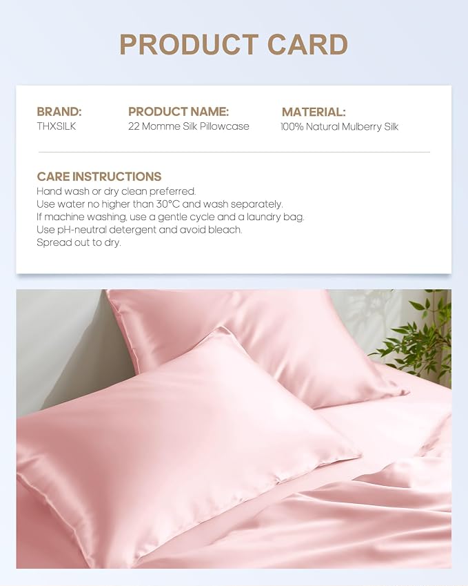 THXSILK Set of 2 100% Mulberry Silk Pillowcase - Image 8