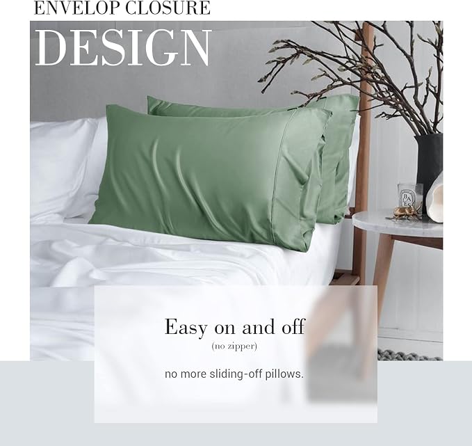 WishSmile Cooling Queen Pillowcases Set of 2 Breathable Cool Silky Soft Rayon - Image 4