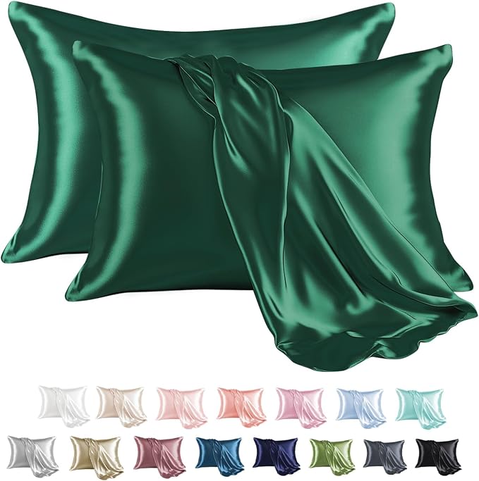 MR&HM Satin Pillowcase for Hair and Skin, Silk Satin Pillowcase 2 Pack by MRHM