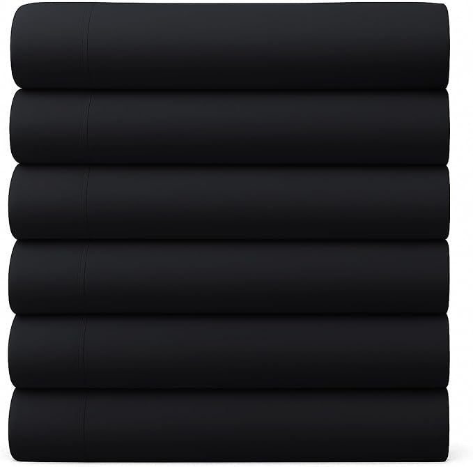 GOLD TEXTILES King Flat Sheet 6 Pack – Brushed Microfiber Top Sheets by GOLDTEXTILES
