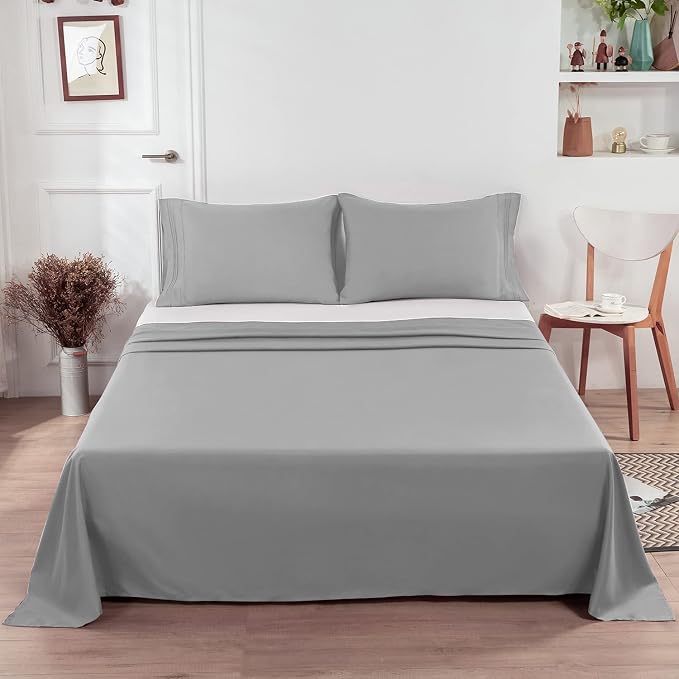 Lirex Flat Sheet, Twin Size Extra Soft Brushed Microfiber Flat Sheet, Machine - Image 6