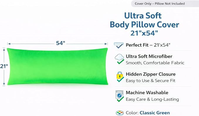 Evolive Ultra Soft Microfiber Body Pillow Cover/Pillowcases 21"x54" - Image 2