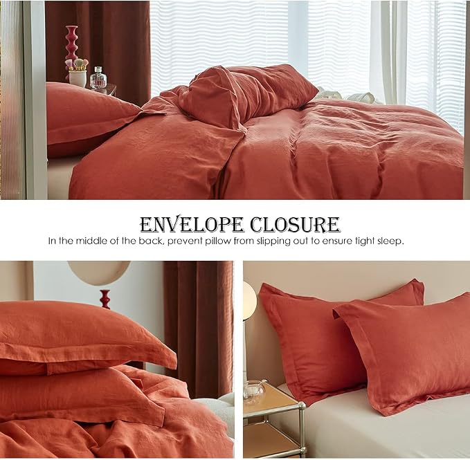 Simple&Opulence 100% Linen Duvet Cover Set 3pcs Basic Style Natural French - Image 3