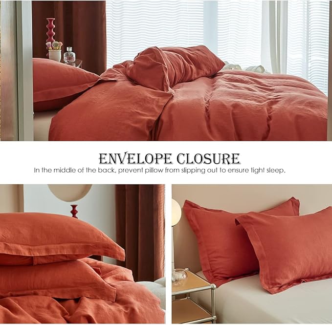 Simple&Opulence 100% Linen Duvet Cover Set 3pcs Basic Style Natural French - Image 4