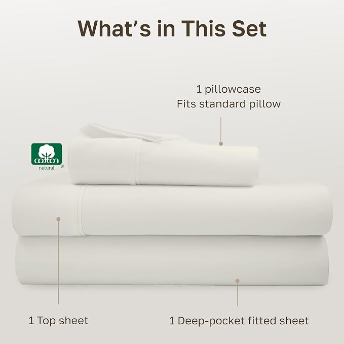 California Design Den Soft 100% Cotton Twin Sheet Set, 400 Thread Count Good - Image 4