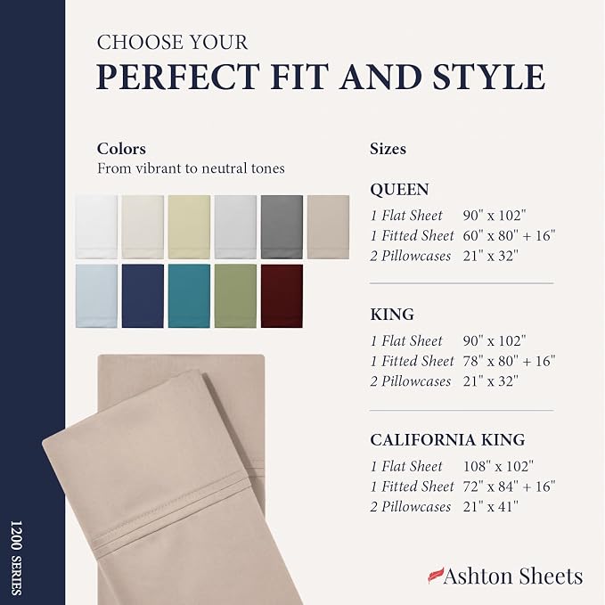 100% Egyptian Cotton Pillow Cases Standard/Queen Size Set of 2 - Image 7