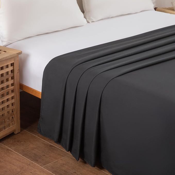 Queen Flat Sheet Only， 90x102Inch Black - Image 3