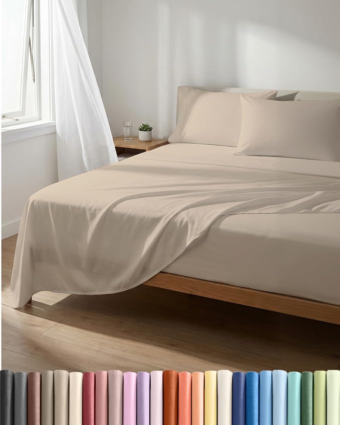 Lightweight 4 Piece Bed Sheet Set King Size by CGKUnlimited