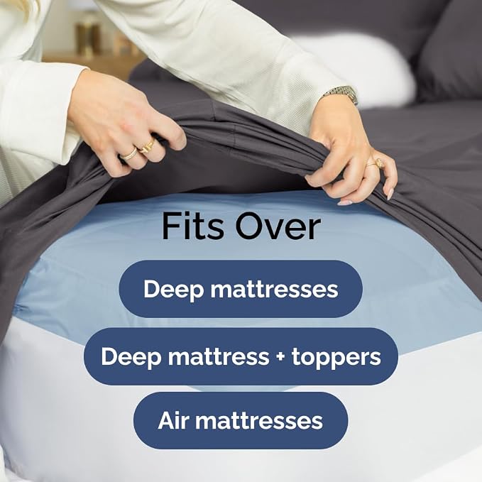 Extra Deep California King 400 Thread Count Cotton Fitted Sheet - Image 6