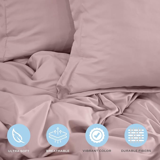 White Classic Pink Duvet Cover Queen Size, Microfiber Duvet Cover - Image 4