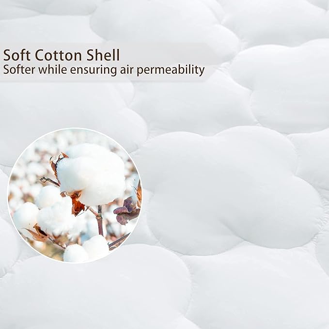 WhatsBedding Waterproof Mattress Pad Cal-King Cotton Top Down Alternative - Image 4