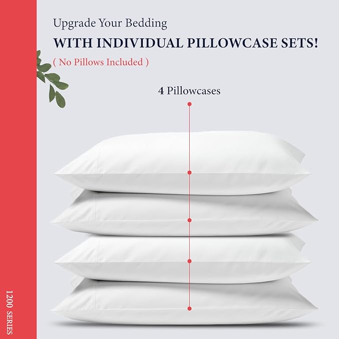 100% Egyptian Cotton Pillow Cases King Size Set of 4 - Image 3