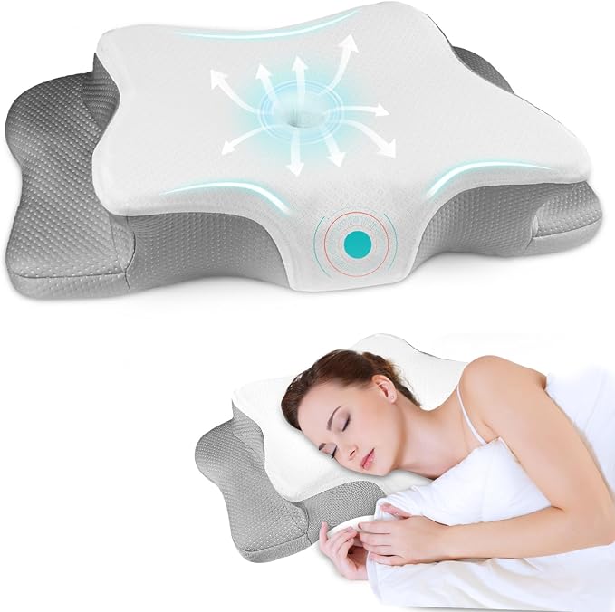 Pain Relief Cervical Pillow for Neck Support, Adjustable Ergonomic Pillow Cozy by QIUBABYO